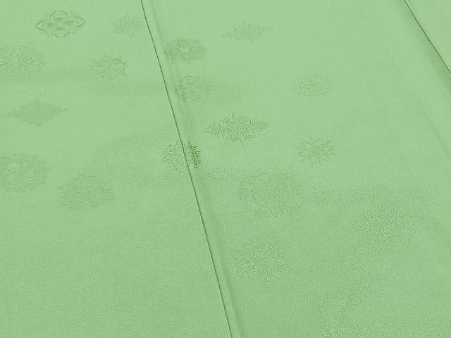 平和屋着物▽豪華色留袖 単衣 正倉院花地紋 薄萌葱色 正絹 逸品 AABD6973jh