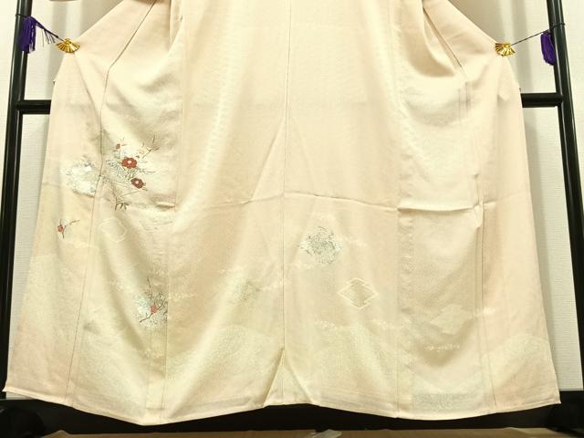 平和屋着物▽訪問着 単衣 刺繍 松皮菱花文 金銀彩 金糸 正絹 逸品 AABD6975jh