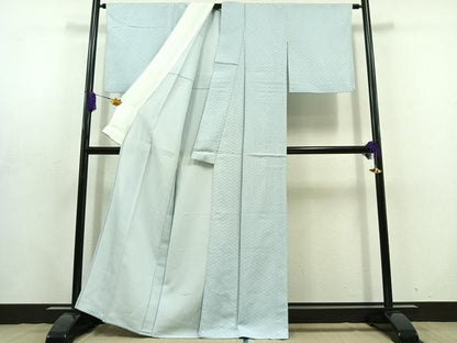 平和屋着物▽上質な小紋 単衣 作家物 網目文様 正絹 逸品 AABD6977jh