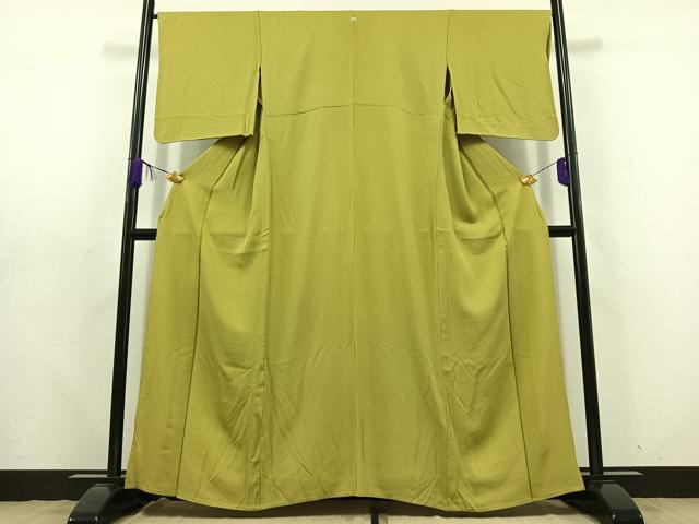 平和屋着物●上質な色無地　抹茶色　正絹　逸品　DABC2975ud 平和屋着物○上質な色無地 抹茶色 正絹 逸品 DABC2975ud