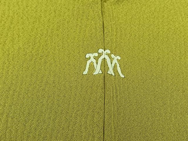 平和屋着物▽上質な色無地 単衣 抹茶色 正絹 逸品 AABD6978jh