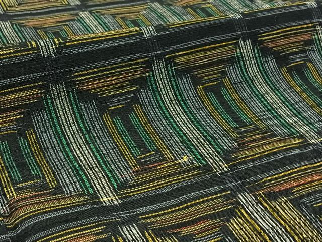 平和屋着物▽上質な紬 単衣 幾何学文様 正絹 逸品 AABD6985jh