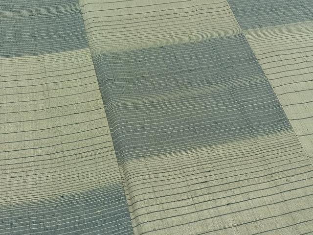 平和屋着物▽訪問着 単衣 紬地 横段文 正絹 逸品 AABD6986jh
