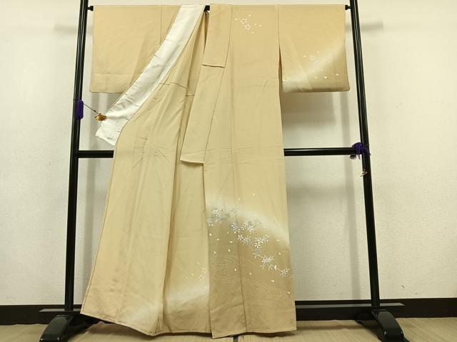 平和屋着物▽訪問着 単衣 流水花文 暈し染め 正絹 逸品 AABD6987jh