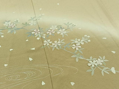平和屋着物▽訪問着 単衣 流水花文 暈し染め 正絹 逸品 AABD6987jh