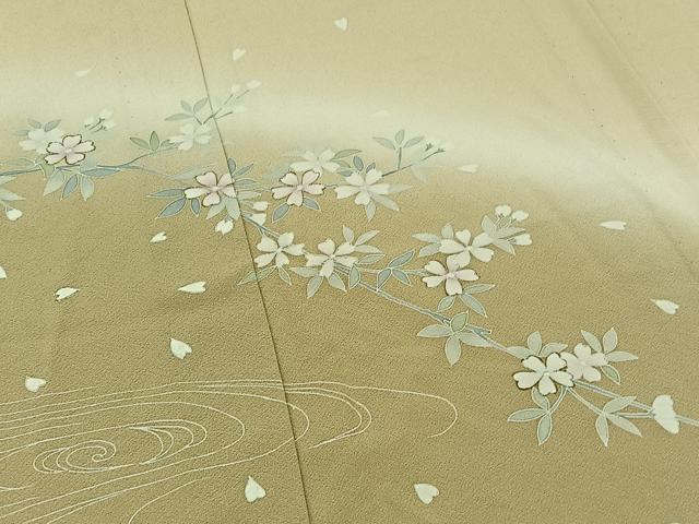 平和屋着物▽訪問着 単衣 流水花文 暈し染め 正絹 逸品 AABD6987jh