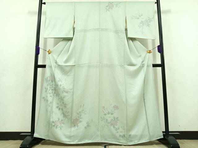 平和屋着物▽訪問着 無双 紗袷 紗×絽 手描き 草花文 正絹 逸品 AABD6989jh