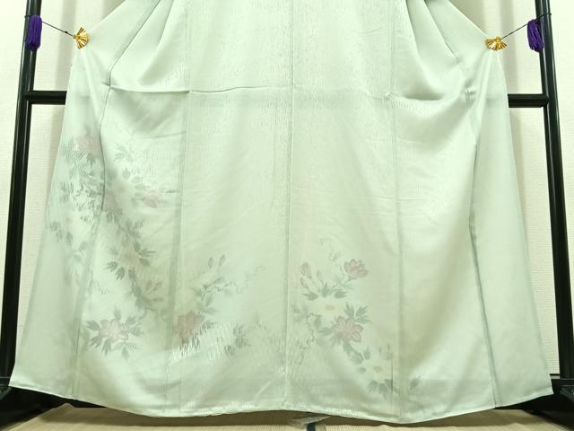 平和屋着物▽訪問着 無双 紗袷 紗×絽 手描き 草花文 正絹 逸品 AABD6989jh
