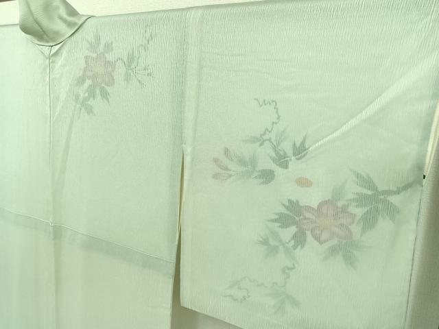平和屋着物▽訪問着 無双 紗袷 紗×絽 手描き 草花文 正絹 逸品 AABD6989jh