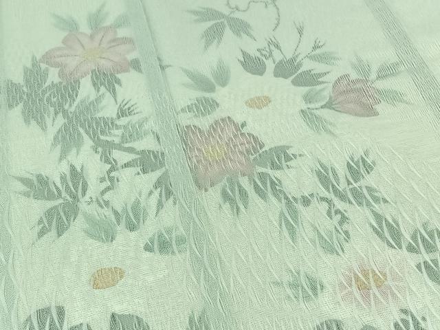 平和屋着物▽訪問着 無双 紗袷 紗×絽 手描き 草花文 正絹 逸品 AABD6989jh