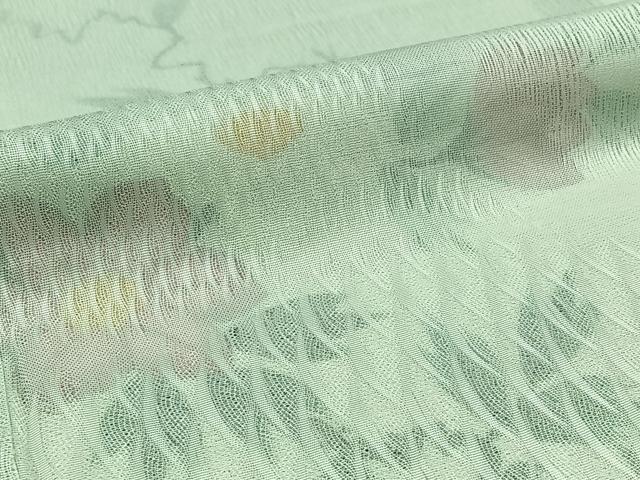 平和屋着物▽訪問着 無双 紗袷 紗×絽 手描き 草花文 正絹 逸品 AABD6989jh