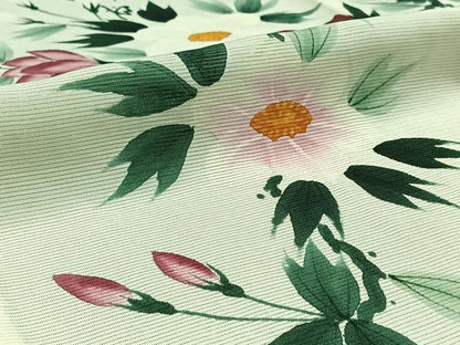 平和屋着物▽訪問着 無双 紗袷 紗×絽 手描き 草花文 正絹 逸品 AABD6989jh