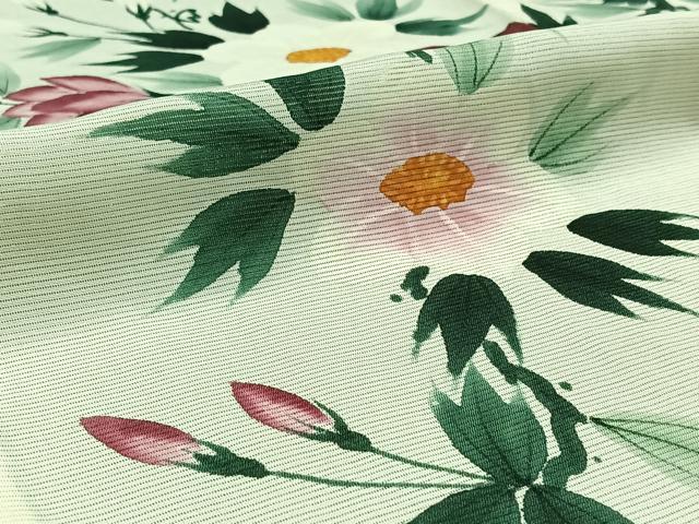 平和屋着物▽訪問着 無双 紗袷 紗×絽 手描き 草花文 正絹 逸品 AABD6989jh