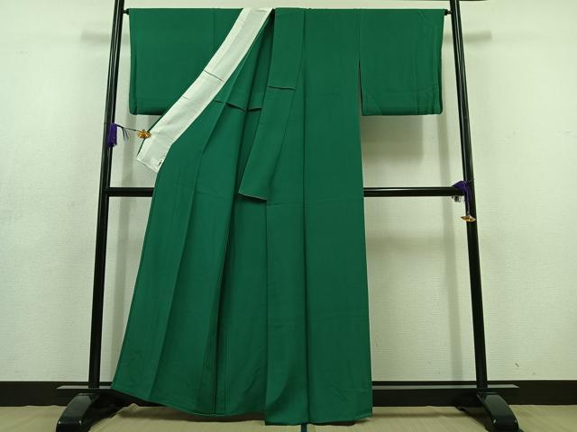 平和屋着物▽上質な色無地 単衣 常磐色 正絹 逸品 AABD6990jh