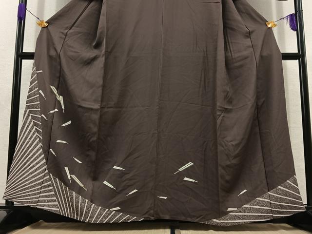 平和屋着物▽訪問着　単衣　扇子　金彩　正絹　逸品　AABD6994jh
