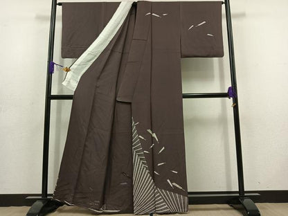 平和屋着物▽訪問着　単衣　扇子　金彩　正絹　逸品　AABD6994jh
