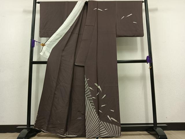 平和屋着物▽訪問着　単衣　扇子　金彩　正絹　逸品　AABD6994jh