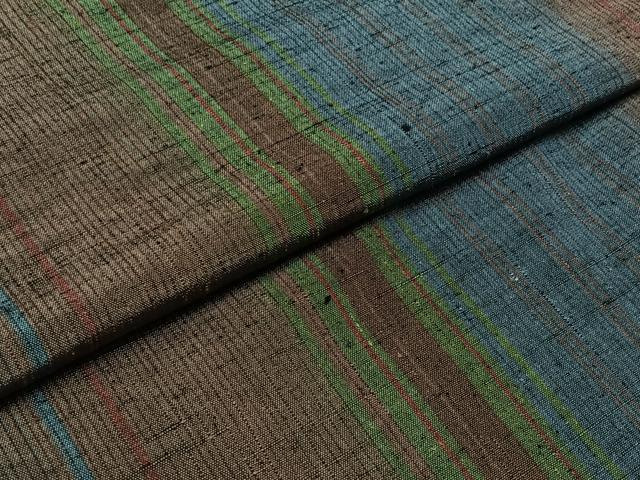 平和屋着物▽上質な紬 単衣 間道 正絹 逸品 AABD6995jh