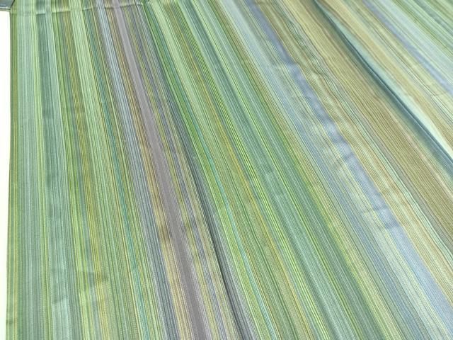 平和屋着物▽上質な小紋 単衣 縞 正絹 逸品 AABD6996jh
