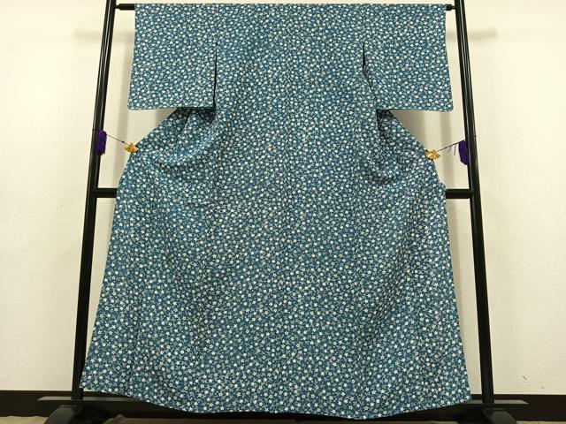 平和屋着物▽上質な小紋 単衣 草花文 正絹 逸品 AABD6997jh