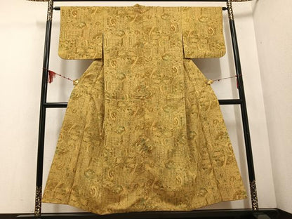 平和屋着物●上質な小紋 紬地 更紗文 正絹 逸品 AABD7005ph