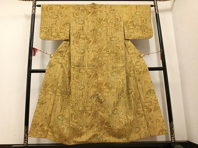 平和屋着物●上質な小紋 紬地 更紗文 正絹 逸品 AABD7005ph