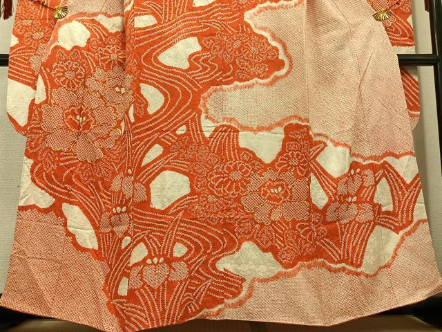 平和屋着物●豪華振袖 駒刺繍 絞り 花尽くし 正絹 逸品 AABD7007ph