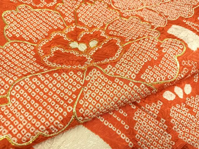 平和屋着物●豪華振袖 駒刺繍 絞り 花尽くし 正絹 逸品 AABD7007ph