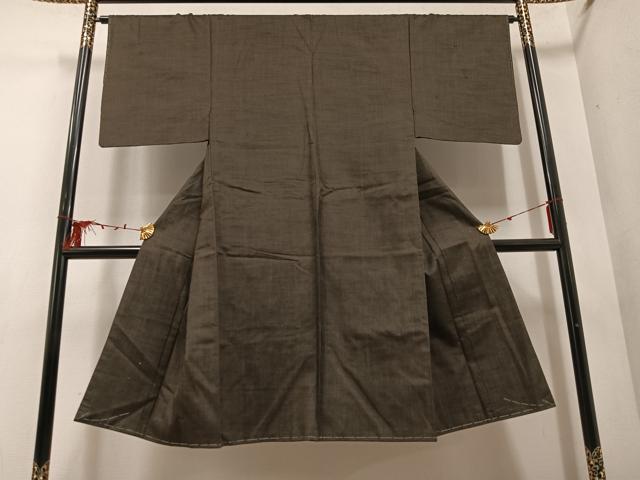 平和屋着物●男性　紬　アンサンブル　色無地　赤墨色　正絹　逸品　AABD7019ph