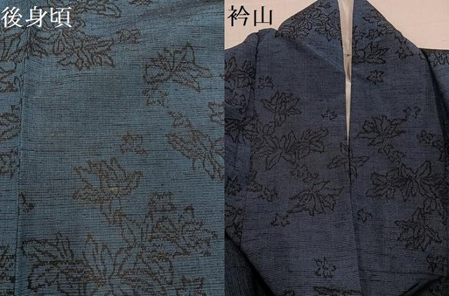 平和屋着物●結城紬　花尽くし　正絹　逸品　AABD7022ph