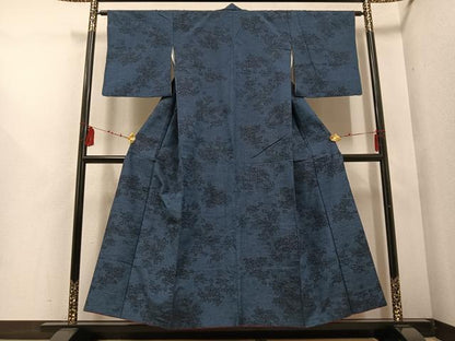 平和屋着物●結城紬　花尽くし　正絹　逸品　AABD7022ph