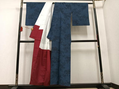 平和屋着物●結城紬　花尽くし　正絹　逸品　AABD7022ph