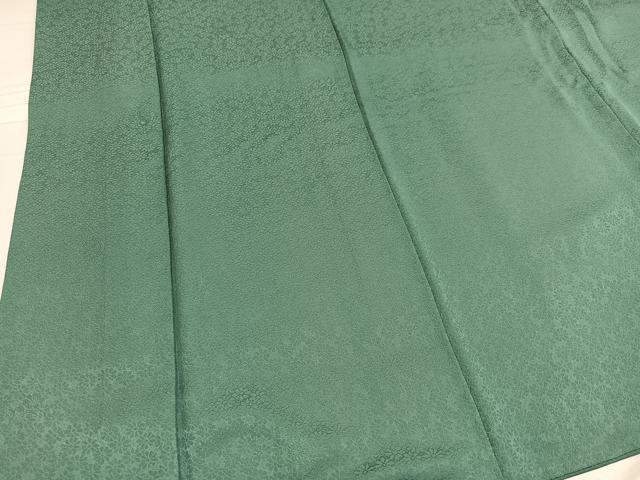 平和屋着物●上質な色無地　花地紋　老竹色　正絹　逸品　AABD7025ph