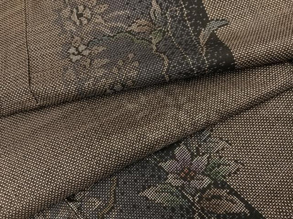 平和屋着物●本場大島紬　カタス7マルキ　草花間道　正絹　逸品　AABD7031ph