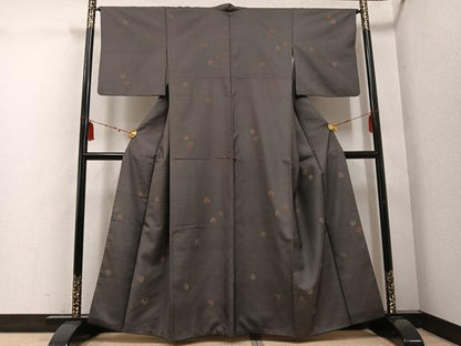 平和屋着物●上質な小紋　紬地　飛び柄　正絹　逸品　AABD7043ph