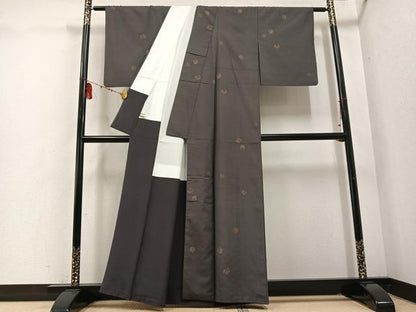 平和屋着物●上質な小紋　紬地　飛び柄　正絹　逸品　AABD7043ph