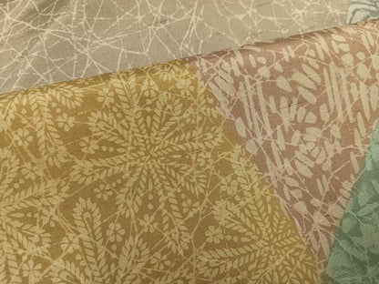 平和屋着物●訪問着　紬地　草花文　正絹　逸品　AABD7053ph