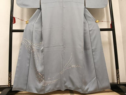平和屋着物●訪問着　駒刺繍　流水文　銀彩　正絹　逸品　AABD7054ph