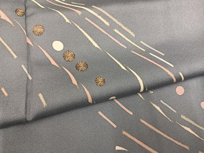 平和屋着物●訪問着　駒刺繍　流水文　銀彩　正絹　逸品　AABD7054ph