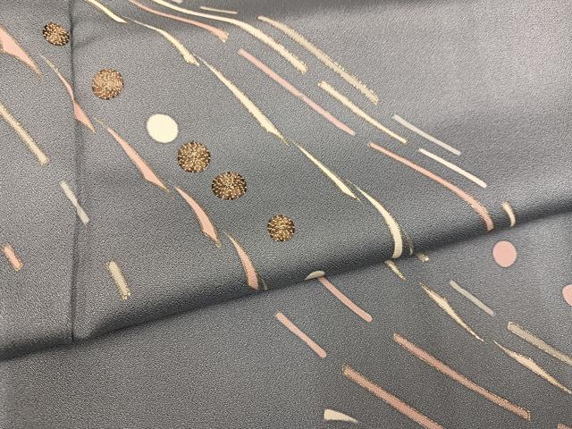 平和屋着物●訪問着　駒刺繍　流水文　銀彩　正絹　逸品　AABD7054ph