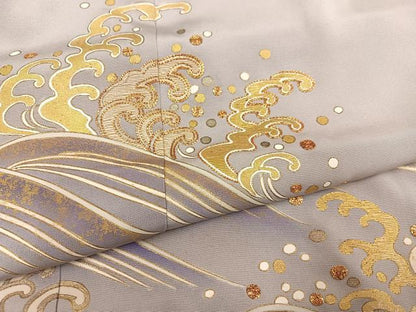平和屋着物●創業460年・千總　色留袖　駒刺繍　竹屋町刺繍　立波文　金彩　正絹　逸品　AABH4562ck