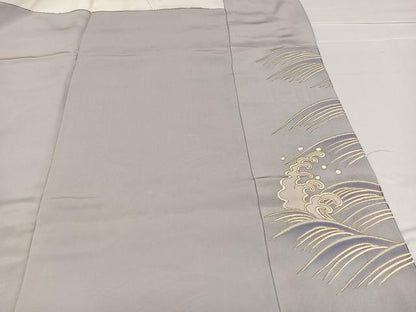 平和屋着物●創業460年・千總　色留袖　駒刺繍　竹屋町刺繍　立波文　金彩　正絹　逸品　AABH4562ck