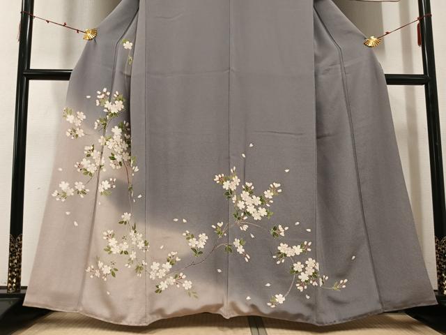 平和屋着物●訪問着 友禅 駒刺繍 枝桜 暈し染め 金彩 鬼しぼ縮緬 正絹 逸品 AABD7070ph