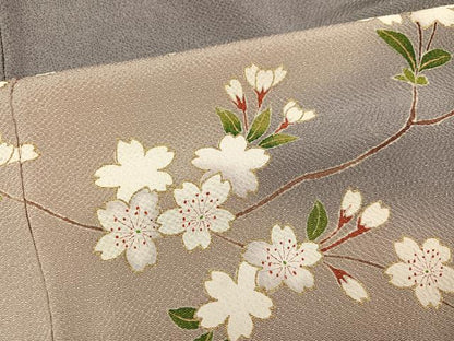 平和屋着物●訪問着 友禅 駒刺繍 枝桜 暈し染め 金彩 鬼しぼ縮緬 正絹 逸品 AABD7070ph