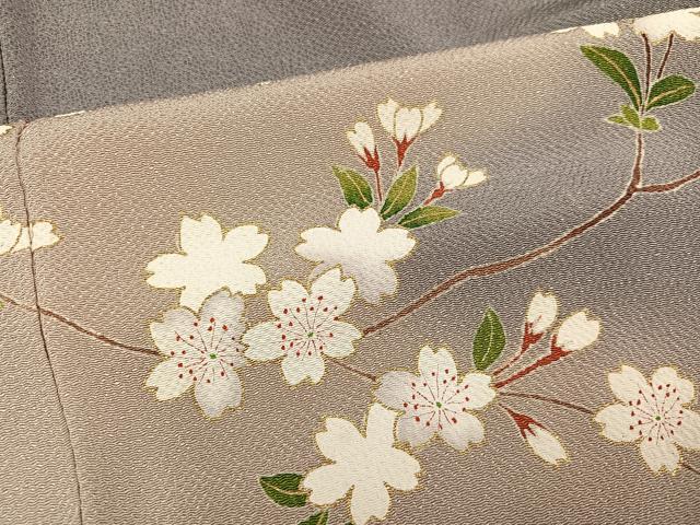 平和屋着物●訪問着 友禅 駒刺繍 枝桜 暈し染め 金彩 鬼しぼ縮緬 正絹 逸品 AABD7070ph