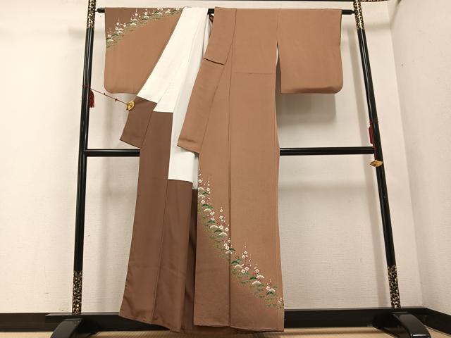 平和屋着物●訪問着　友禅　松竹梅　暈し染め　鬼しぼ縮緬　正絹　逸品　AABD7075ph