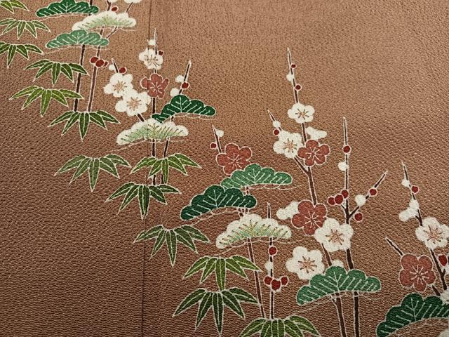 平和屋着物●訪問着　友禅　松竹梅　暈し染め　鬼しぼ縮緬　正絹　逸品　AABD7075ph