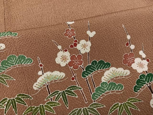 平和屋着物●訪問着　友禅　松竹梅　暈し染め　鬼しぼ縮緬　正絹　逸品　AABD7075ph