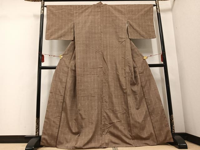 平和屋着物●上質な紬 間道 正絹 逸品 AABD7079ph