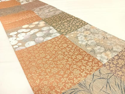平和屋着物◎六通柄袋帯　色紙花文　金糸　正絹　逸品　AABD7097yx